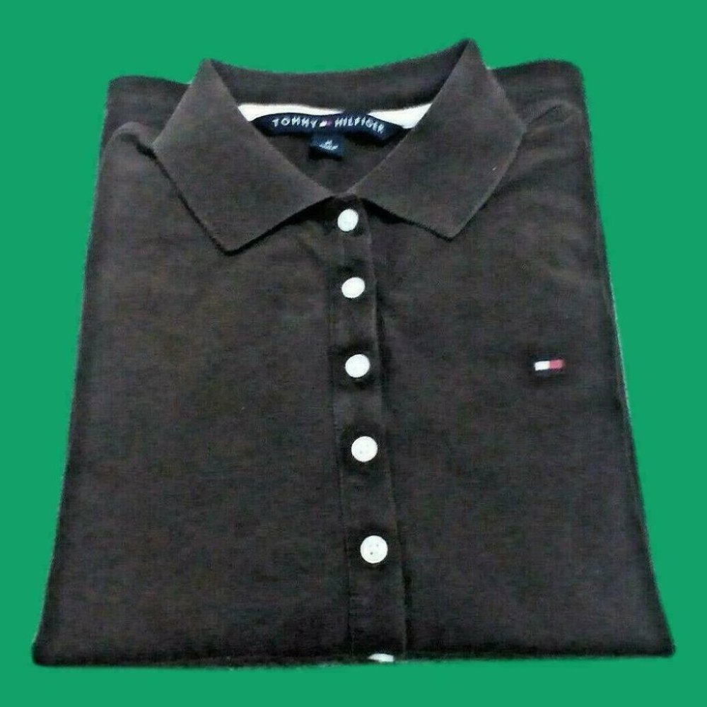Tommy Hilfiger Unisex Collar Shirt Long Sleeve Top Button Taper Cut Brown Size M - Picture 11 of 16